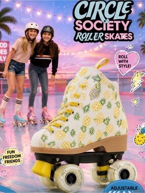 Pineapple 🍍 Print Girls' Roller Skate Bootie - Yellow